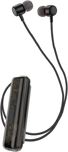 ZXQ Lapel-Clip on Neckband Bluetooth Headphone,Magnetic Collar Clip on in-Ear Wireless Earbuds with Microphone for Sport,Working Out,Cycling,Travel,Live Streaming,Sleeping(Black) in Kuwait