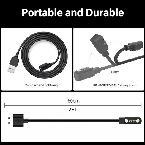 2-Pack Compatible for Withit Deca Smart Watch Charger Magnetic USB Charging Cables in Kuwait