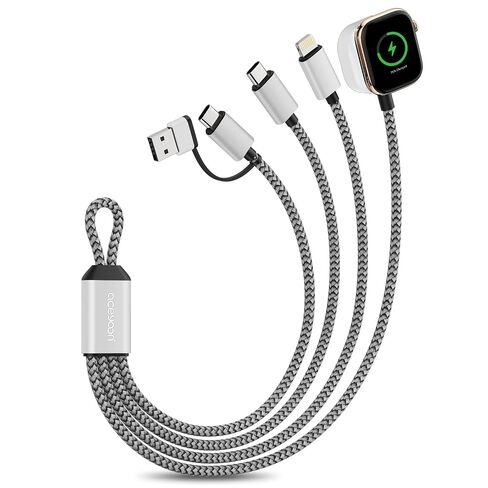 aceyoon 3in2 Multi Charging Cable 6-Charging Ways 0.75FT USB C/A to Magnetic Smartwatch Charger Data Cord 18W Travel Essentials for iPhone/AirPods/Samsung/Apple Watch in Kuwait