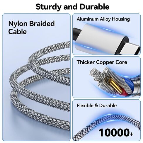 aceyoon 3in2 Multi Charging Cable 6-Charging Ways 0.75FT USB C/A to Magnetic Smartwatch Charger Data Cord 18W Travel Essentials for iPhone/AirPods/Samsung/Apple Watch in Kuwait