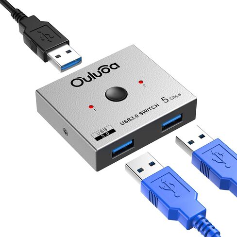 5Gbps USB3.0 Two Way Port Switch, 1in2/2in1 Output PC Sharing Adapter, Driver Free, Include 2Pcs 3.9FT A-A Cord & 1 Type-C Converter Adapter in Kuwait