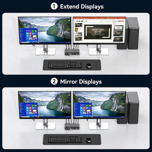 HDMI KVM Switch 2 Monitors 2 Computers 4K@30Hz for 2 Computers Share Dual Monitors and Keyboard Mouse Printer U Disk Support Extended/Copy Mode with 2 USB Cables and Controller in Kuwait