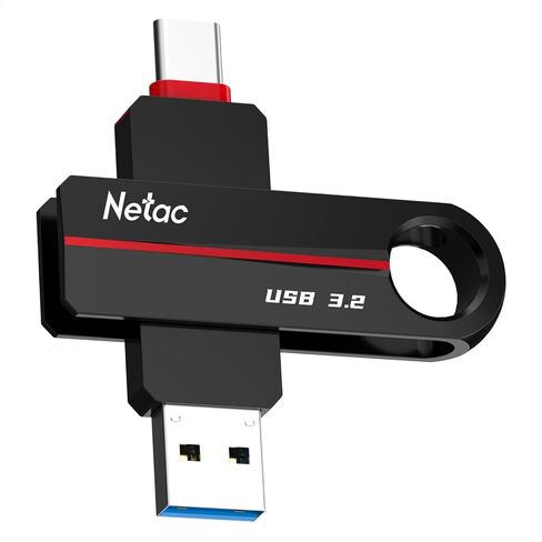 Netac US18 32GB USB 3.2 Flash Drive, Up to 150MB/s, Dual Port Thumb Drive for Data Storage, Pen Drive with Swivel Design, Memory Stick for External Storage Data/Computer/PC/Laptop/Sound in Kuwait