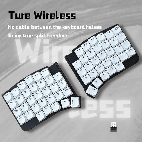2.4G Wireless Choc Sofle Split Low Profle Ultrathin Mechanical Keyboard, Hot-Swappable, Compact 60% Layout,Ergonomic Design,Kaih Low profle Switch,PBT Keycaps (Black-W) in Kuwait
