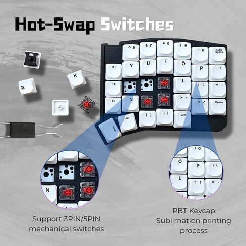 2.4G Wireless Choc Sofle Split Low Profle Ultrathin Mechanical Keyboard, Hot-Swappable, Compact 60% Layout,Ergonomic Design,Kaih Low profle Switch,PBT Keycaps (Black-W) in Kuwait