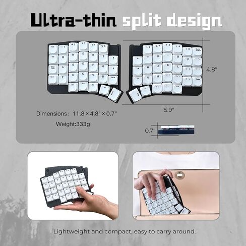 2.4G Wireless Choc Sofle Split Low Profle Ultrathin Mechanical Keyboard, Hot-Swappable, Compact 60% Layout,Ergonomic Design,Kaih Low profle Switch,PBT Keycaps (Black-W) in Kuwait