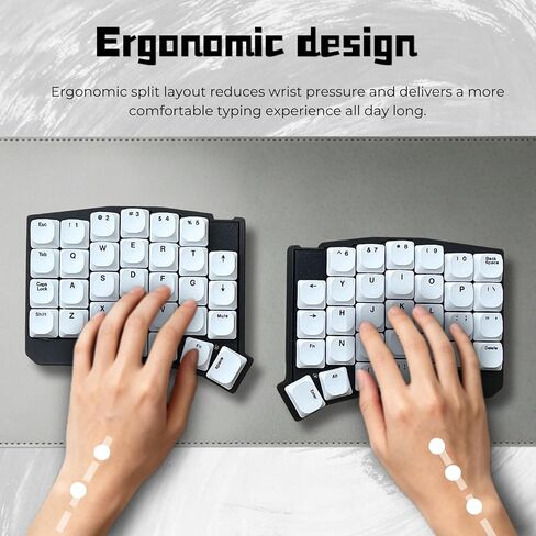 2.4G Wireless Choc Sofle Split Low Profle Ultrathin Mechanical Keyboard, Hot-Swappable, Compact 60% Layout,Ergonomic Design,Kaih Low profle Switch,PBT Keycaps (Black-W) in Kuwait