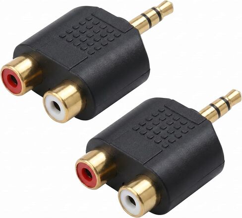 2-Piece 3.5mm Male to Dual RCA Female Audio Tap Adapter in Kuwait