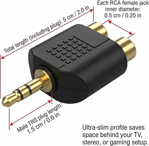 2-Piece 3.5mm Male to Dual RCA Female Audio Tap Adapter in Kuwait