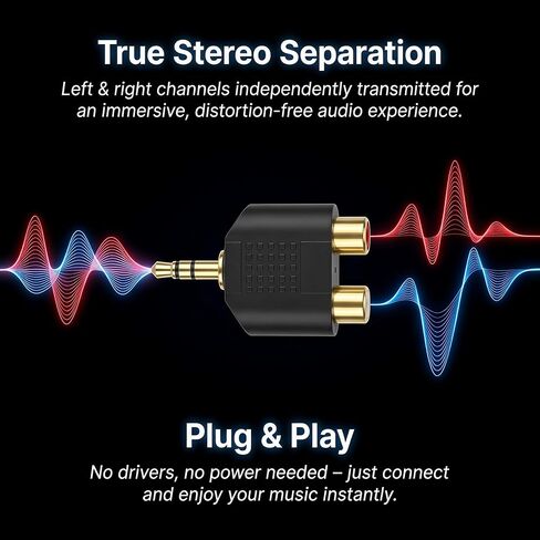 2-Piece 3.5mm Male to Dual RCA Female Audio Tap Adapter in Kuwait