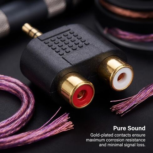 2-Piece 3.5mm Male to Dual RCA Female Audio Tap Adapter in Kuwait