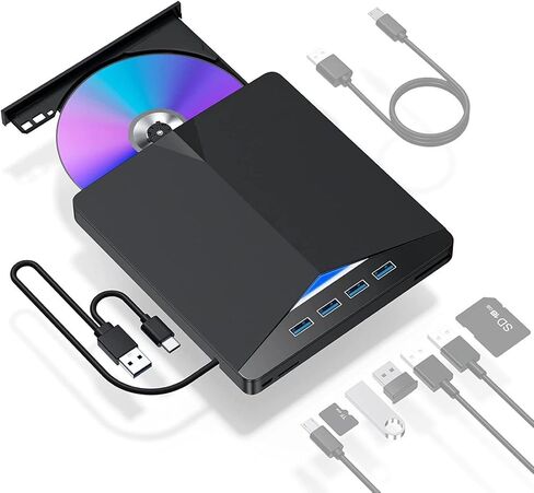 7 in 1 USB 3.0 Ultra-Slim External CD/DVD Drive Portable CD/DVD ROM +/-RW Optical Disc Drive for Laptop PC in Kuwait