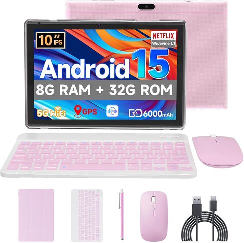 Android 15 Tablet,10 inch Tablets, 2 in 1 Tablets with Keyboard Case in Saudi Arabia