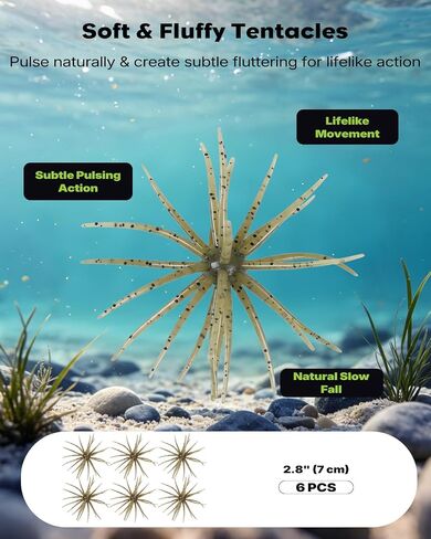 Pawfly 6Pcs Urchin Baits for Bass Fishing, Urchin Style Soft Lures for Bass in Kuwait