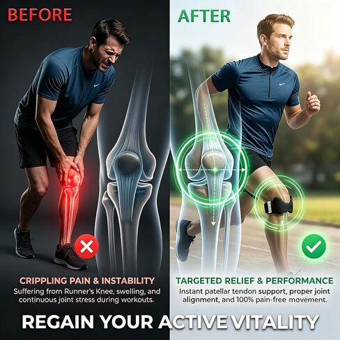 YellowRiver Patellar Tendon Support Strap 2-Pack,With Silicone Lock-Point Pad, Knee Brace for Women & Men,Patella Band Support for Running Basketball ﻿ in Kuwait