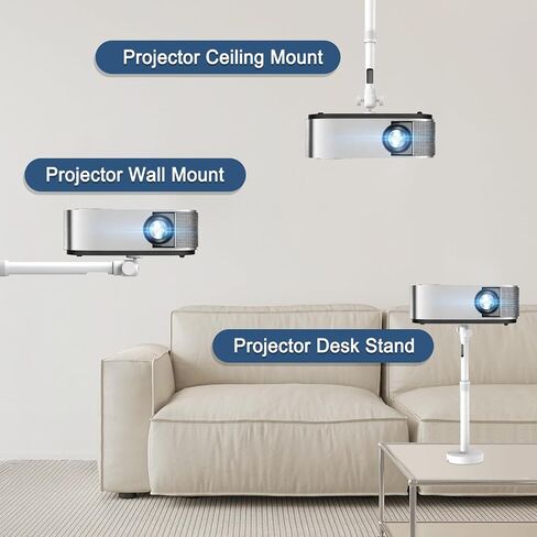 2-Be-Best Projector Mount with New Gimbal ¼-Inch Screw Longer Length 14-24 in / 37-62 cm Projector Ceiling/Wall Mount 360° Rotatable Ceiling Projectors Mounts Adjustable Bracket Universal Mount White in Kuwait