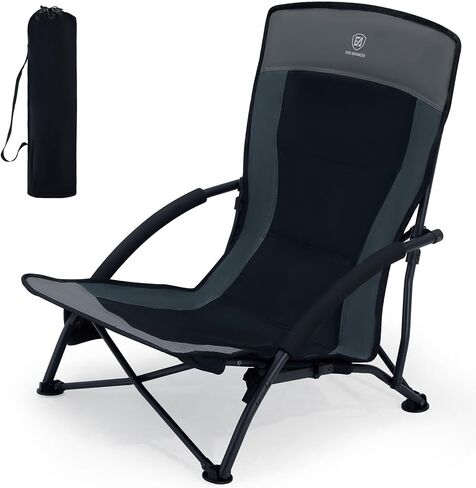 EVER ADVANCED Low Profile Beach Chair for Adults, Lightweight Portable Camping Chair with Cup Holder & Carry Bag, 350lbs Capacity for Sand, Lawn, Travel, Picnic, Festival and Concert in Kuwait