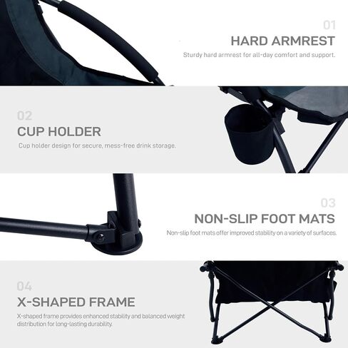 EVER ADVANCED Low Profile Beach Chair for Adults, Lightweight Portable Camping Chair with Cup Holder & Carry Bag, 350lbs Capacity for Sand, Lawn, Travel, Picnic, Festival and Concert in Kuwait