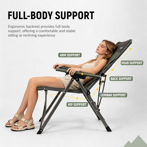 OUTSIDER Oversized 3-Position Camping Chair, Green in Kuwait