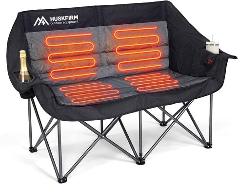 Heated Double Camping Chair, Support 650lbs, Black（Battery Not Included） in Saudi Arabia