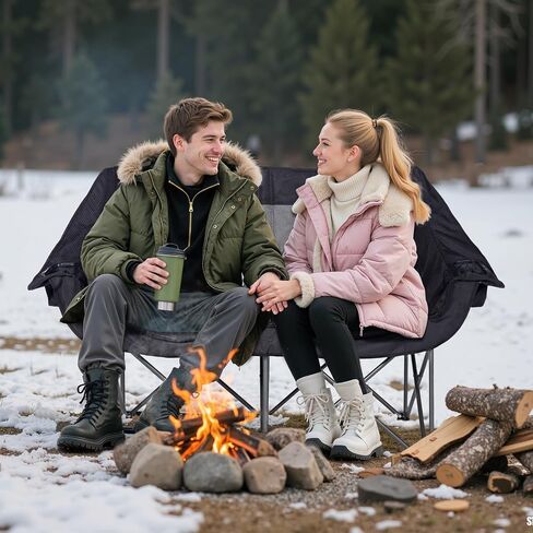 Heated Double Camping Chair, Support 650lbs, Black（Battery Not Included） in Saudi Arabia