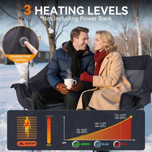 Heated Double Camping Chair, Support 650lbs, Black（Battery Not Included） in Saudi Arabia