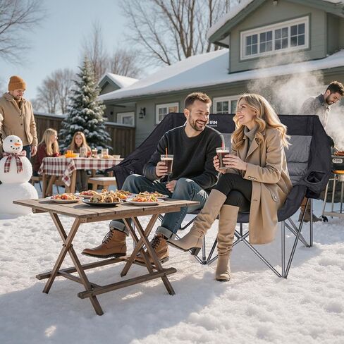 Heated Double Camping Chair, Support 650lbs, Black（Battery Not Included） in Saudi Arabia