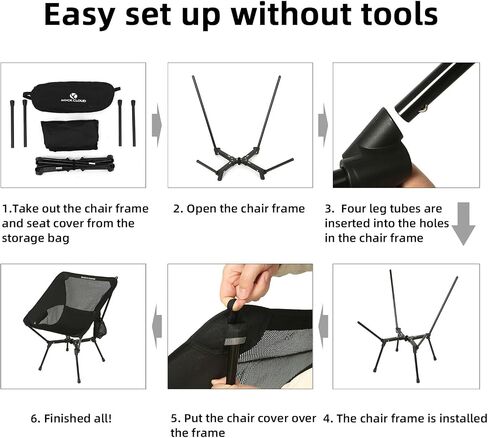 ROCK CLOUD Portable Camping Chair Lightweight Folding Chairs Outdoor for Camp Hiking Backpacking Lawn Beach Sports in Kuwait