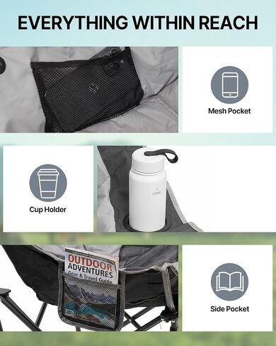 HOPERAN Oversized Camping Chairs for Adults, 500lbs Portable Lawn Chair in Kuwait