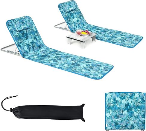 GYMAX Camping Backrest Chair, 2Pcs Oversize Floor Chair & Aluminum Table in Kuwait