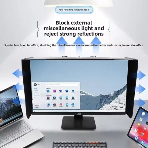 Adjustable Monitor Sun Visor Hood for 17-27 Inch Screens - Anti-Glare Display Shield - Light-Blocking Privacy Protector - Reduce Eye Strain and Enhance Viewing Comfort in Kuwait