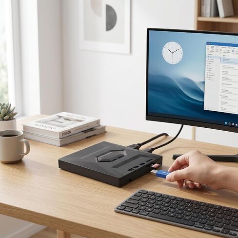 Diyeeni External Blue ray Drive, USB 3.0 Type C BD DVD CD Burner Player, Portable External Optical Drive with Dual USB Cable for Window Laptop Desktop in Kuwait