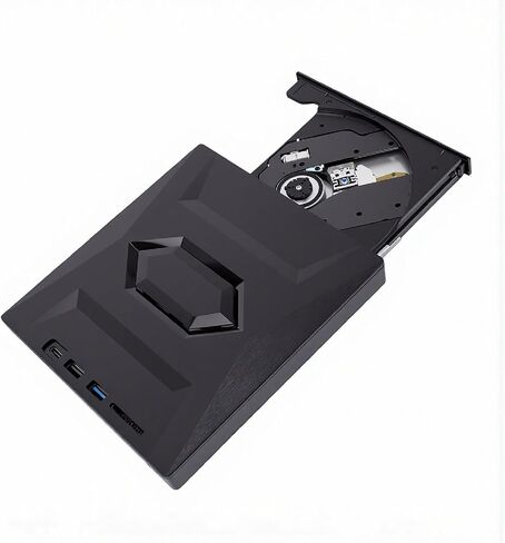 Diyeeni External DVD Drive, USB 3.0 and Type C Portable CD DVD Burner Writer Reader, with USB Hub and Card Reader, for Laptop Desktop PC in Kuwait