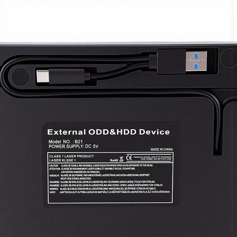 External Blu ray Drive for Laptop, DVD CD Player Drive with USB 3.0 & Type C, Wide System Compatibility Multi Functional Hub with Cable Storage for Wins OS Linux in Kuwait