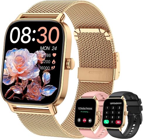 Smart Watch For Women Android/iPhone: Fitness Trackers Smartwatch 1.85" Bluetooth Calls Answer/Make IP68 Waterproof Womens Watches Activity Pedometer Heart Rate Monitor 130+ Sports Model 3 Bands in Kuwait
