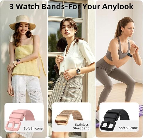 Smart Watch For Women Android/iPhone: Fitness Trackers Smartwatch 1.85" Bluetooth Calls Answer/Make IP68 Waterproof Womens Watches Activity Pedometer Heart Rate Monitor 130+ Sports Model 3 Bands in Kuwait