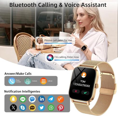 Smart Watch For Women Android/iPhone: Fitness Trackers Smartwatch 1.85" Bluetooth Calls Answer/Make IP68 Waterproof Womens Watches Activity Pedometer Heart Rate Monitor 130+ Sports Model 3 Bands in Kuwait