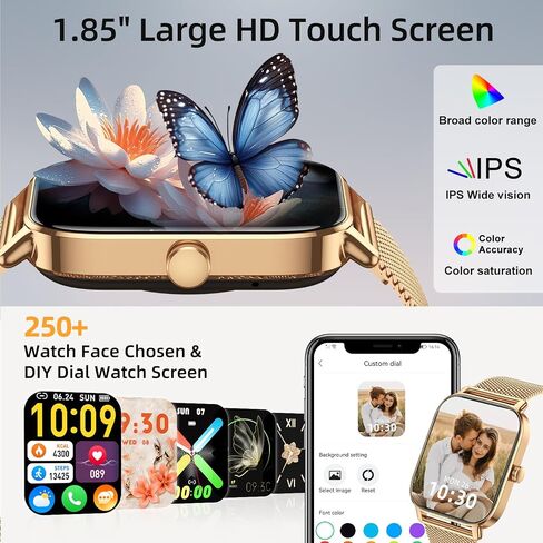 Smart Watch For Women Android/iPhone: Fitness Trackers Smartwatch 1.85" Bluetooth Calls Answer/Make IP68 Waterproof Womens Watches Activity Pedometer Heart Rate Monitor 130+ Sports Model 3 Bands in Kuwait