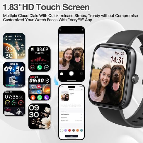 Smart Watch for Women Men with Bluetooth Call, Alexa Built-in Smartwatch, 1.83"DIY Dial Fitness Watch with Sleep Heart Rate Monitor, 110+ Sport Modes, IP68 Waterproof Watch Compatible with Android iOS in Kuwait