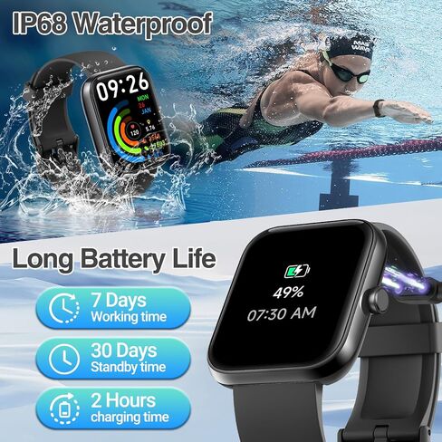 Smart Watch for Women Men with Bluetooth Call, Alexa Built-in Smartwatch, 1.83"DIY Dial Fitness Watch with Sleep Heart Rate Monitor, 110+ Sport Modes, IP68 Waterproof Watch Compatible with Android iOS in Kuwait
