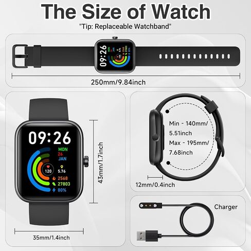 Smart Watch for Women Men with Bluetooth Call, Alexa Built-in Smartwatch, 1.83"DIY Dial Fitness Watch with Sleep Heart Rate Monitor, 110+ Sport Modes, IP68 Waterproof Watch Compatible with Android iOS in Kuwait