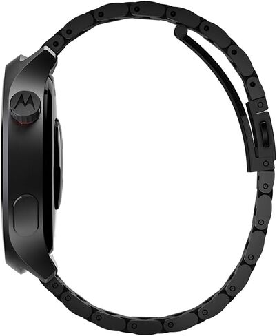 Motorola Moto Watch, OLED 1.4" Display, Bluetooth 5.3, Moto AI, Round, Black Stainless Steel Band, Built-in GPS, Waterproof, for Android Devices (Black) in Kuwait