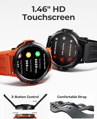 Fit Pro GPS Sports Smartwatch with Full-Cycle Training System, Heart Rate SpO2 Sleep Monitor, 100+ Sports Modes Waterproof Fitness Tracker for Running Cycling Hiking in Kuwait