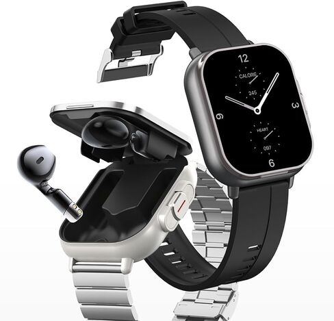 Smartwatch with Earbuds, Earbuds Watches with Silicone Band, 2.01 Inch Screen, Tracker Watch with Earbuds Inside, Support NFC, IP67, Charging in Kuwait