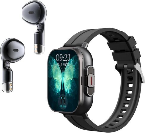 Smartwatch with Earbuds, Earbuds Watches with Silicone Band, 2.01 Inch Screen, Tracker Watch with Earbuds Inside, Support NFC, IP67, Charging in Kuwait