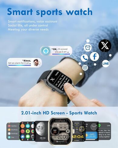 Smartwatch for Men Women, 2.01" Bluetooth Calling Fitness Tracker in Kuwait