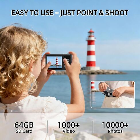Digital Camera for Kids & Beginners 64GB SD Point and Shoot Digital Cameras in Kuwait