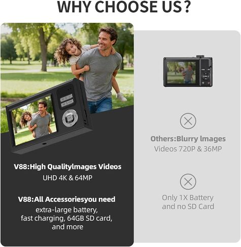 Digital Camera for Kids & Beginners 64GB SD Point and Shoot Digital Cameras in Kuwait