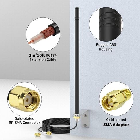 Eightwood 6dBi Outdoor Dual Band WiFi Antenna,RP-SMA & SMA Connector in Kuwait