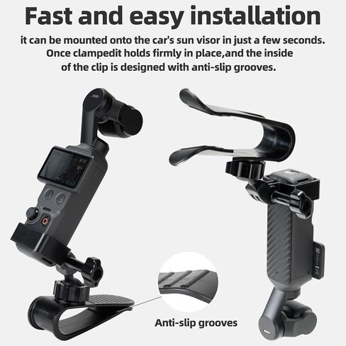 Car Visor Camera Mount for DJI Osmo Pocket 4/3/Gpro/DJI osmo Action/iPhone, 360° Adjustable Dashboard Install Clip Holder, Vlog Kit for Driving POV Videos, Road Recording, and Rear Seat Shooting in Kuwait